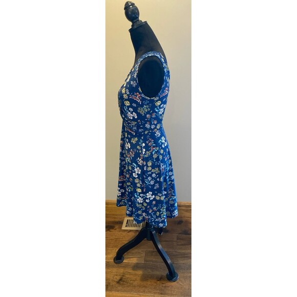 Candies Summer Dress Size  Small Navy Blue Mini Wrap Style V Neck & Back Flare - Picture 6 of 10